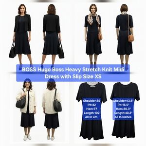 BOSS Hugo Boss Heavy Stretch Knit Midi Dress with Slip Size XS